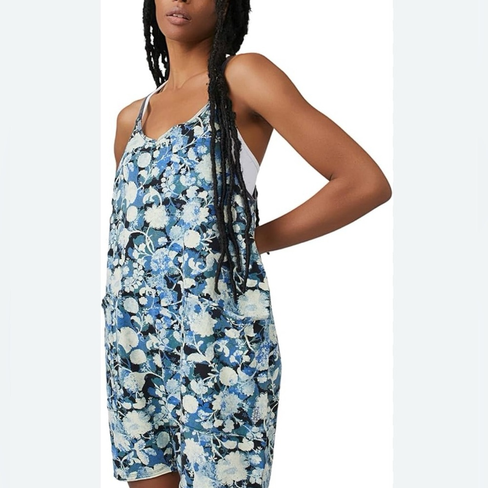 FP Movement by Free People Blue Floral Jumpsuit